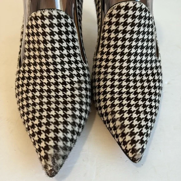 Gianvito Rossi Houndstooth Kitten-Heel Pointed Toe Loafer Pumps